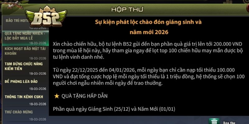 Khuyến Mãi Theo Dịp Lễ B52 – Cách Nhận Phần Thưởng Lớn 1 Thời điểm triển khai