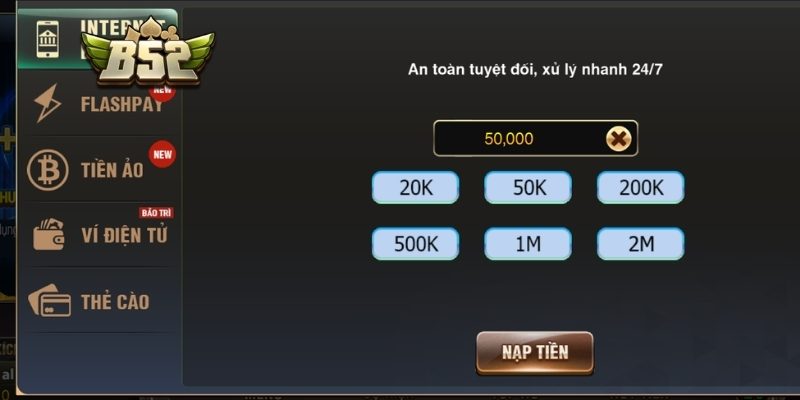 Nạp Tiền B52 An Toàn Với Các Phương Thức Phổ Biến Nhất 1 Qua Internet Banking